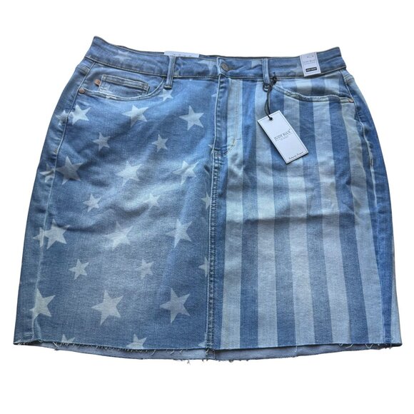 NWT Judy Blue 2XL Denim Skirt | Star & Stripe Flag Print | 4th of July Ready - Picture 8 of 12
